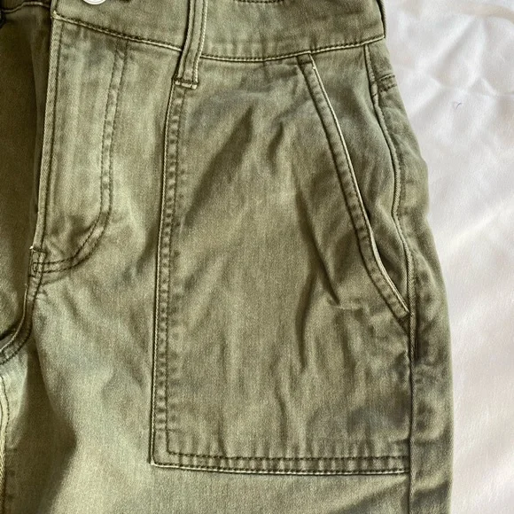 🌹 3 for $25 Express Women’s Cropped Straight High Rise Army Green Pants Size 0 - Picture 6 of 7